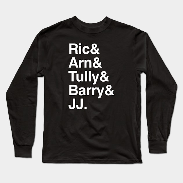 Helvetica List Four Horsemen List T-Shirt (plus Barry) Long Sleeve T-Shirt by C E Richards